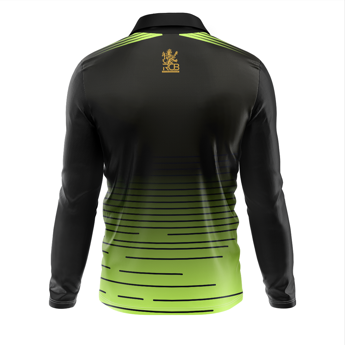 Green black full sleeve cricket jersey back side with custom name and number