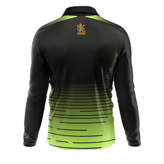Green black full sleeve cricket jersey back side with custom name and number