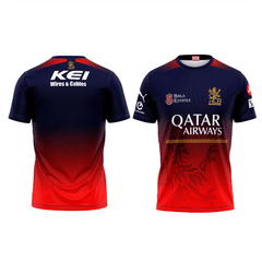 RCB IPL 2026 custom cricket jersey front and back view round neck sports t-shirt