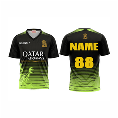 RCB IPL 2026 custom name cricket jersey black green front and back view