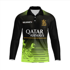 RCB IPL 2026 green black full sleeve custom cricket jersey front view
