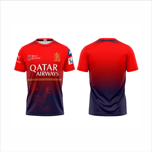RCB IPL 2026 printed round neck black and red sports jersey for men