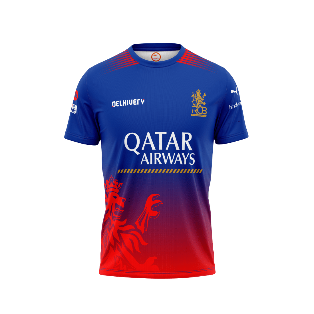 RCB IPL 2026 red and blue round neck half sleeve cricket t shirt front view custom jersey by NextPrint