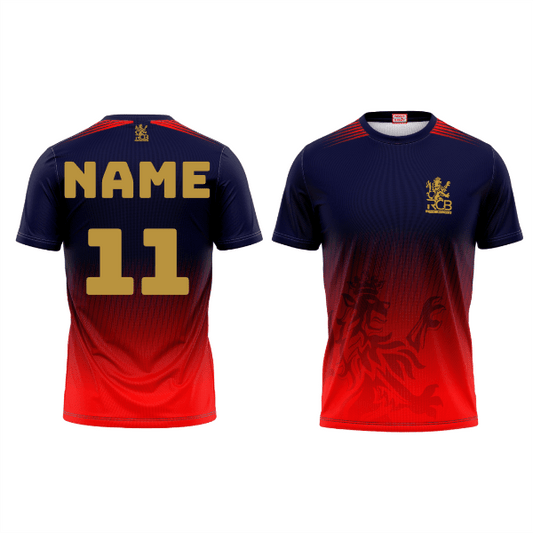 Personalized RCB Cricket Jersey with Name and Number