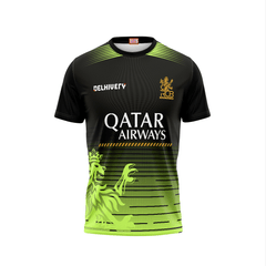 Neon green RCB fan jersey with custom player name printing