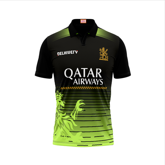 RCB Neon Green Black Cricket Polo Jersey IPL 2026