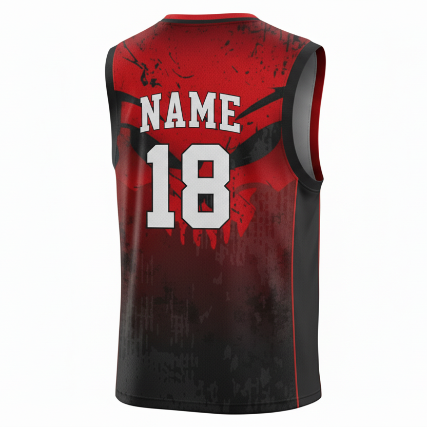 Next Print Red Black Skull Basketball Jersey – Custom Sleeveless Sports Uniform | NextPrint India