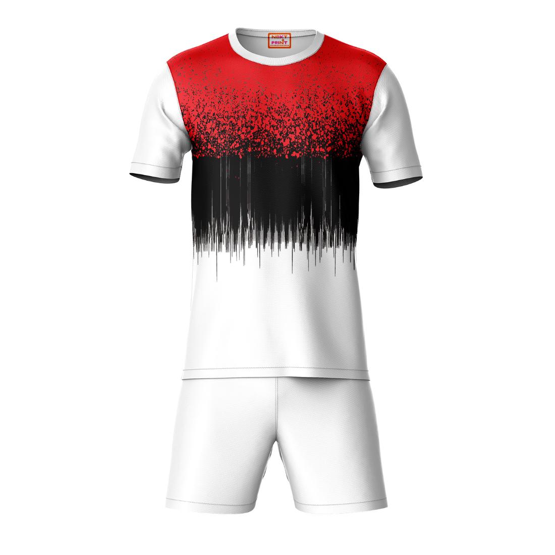 Red black gradient sports t-shirt with white shorts coord set front view for men