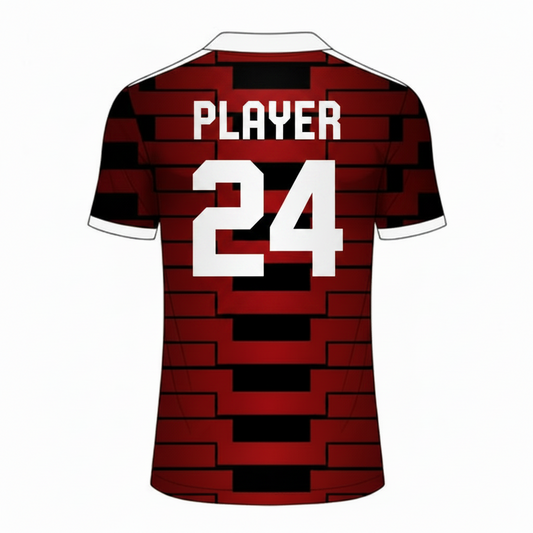Red black gaming jersey back side with custom gamer name