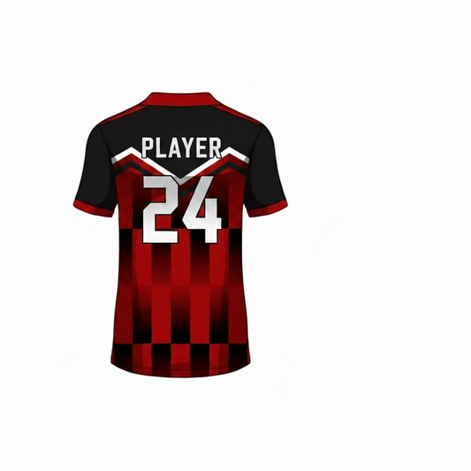 Red black gaming jersey back side with custom gamer name