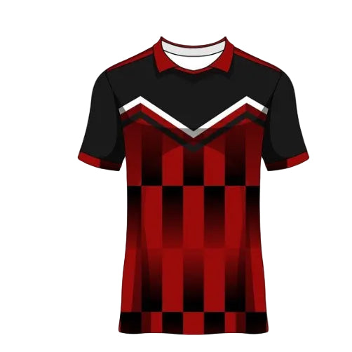 Red black striped custom esports jersey front view