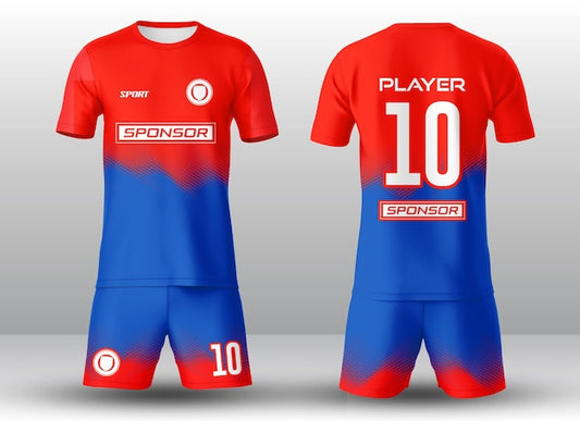 NextPrint Premium Red Blue Sports Jersey – Personalized Football Kit with Name & Number