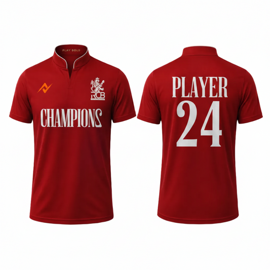 Red championship inspired sports jersey back view