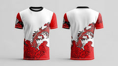 Next Print Red Dragon Design on TShirt with White Background