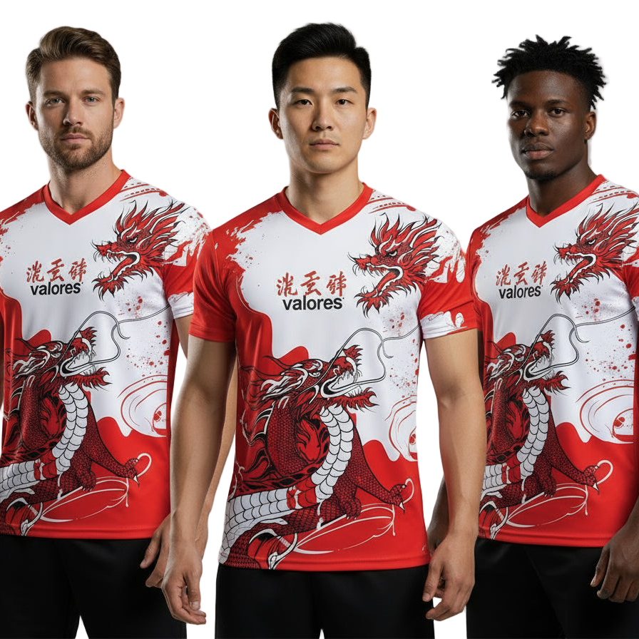 Next Print red dragon jersey with the word  french  on it