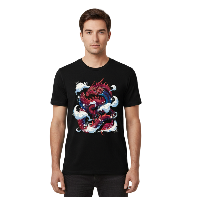 Next Print red dragon t shirt design vector