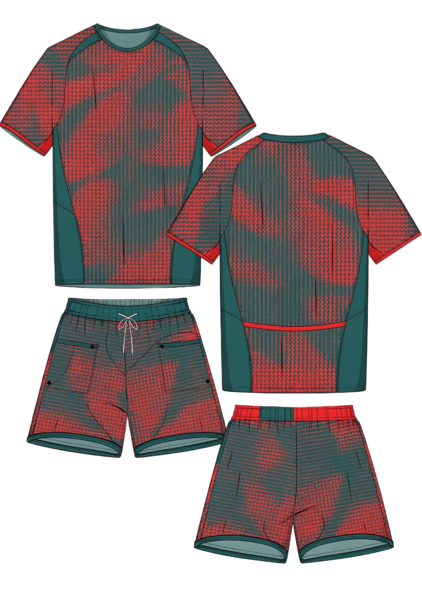 Next print Custom Red Green Cricket Jersey Set | Sports T-Shirt with Matching Shorts