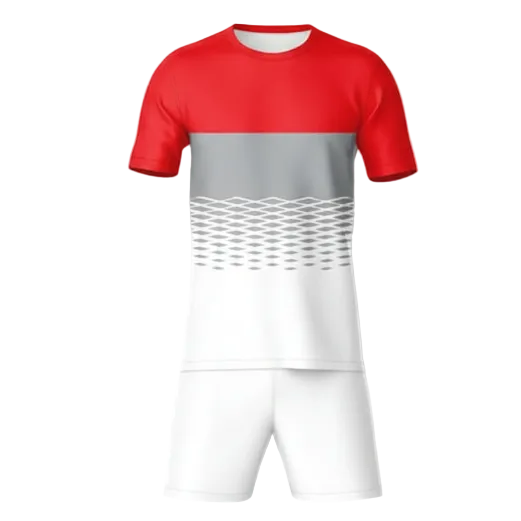 Red horizon sports jersey with white shorts front view
