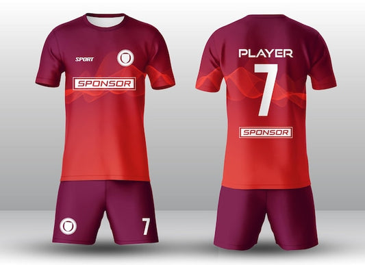 NextPrint Red Gradient Soccer Jersey Kit – Personalized Sports Wear for Teams