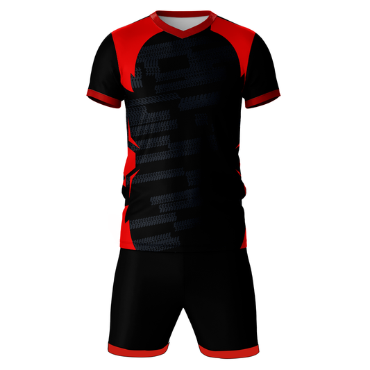 Red shadow strike sports jersey set for men front view