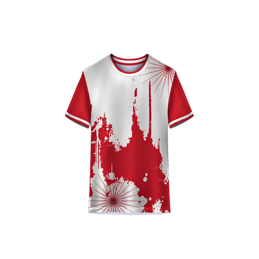 Red white custom sports jersey for cricket and football teams in India