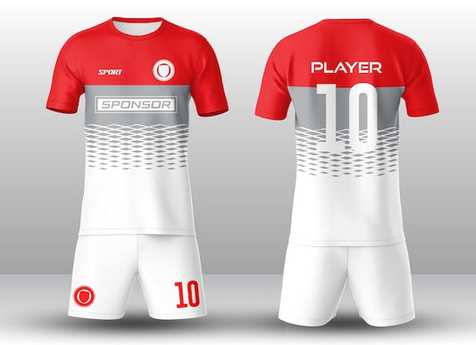 NextPrint Red White Soccer Jersey Kit – Clean Design with Custom Player Name & Number