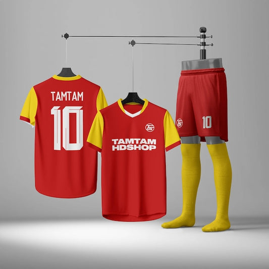 NextPrint Custom Red & Yellow Football Jersey Set – Personalized Name & Number Print