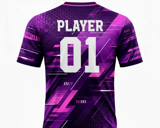 Royal blue digital glitch cricket jersey with geometric sublimation pattern custom sports t-shirt