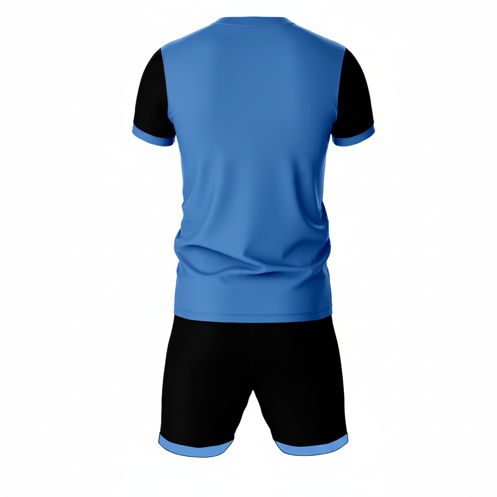 Royal blue swirl wave sports jersey set for men back view