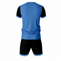 Royal blue swirl wave sports jersey set for men back view