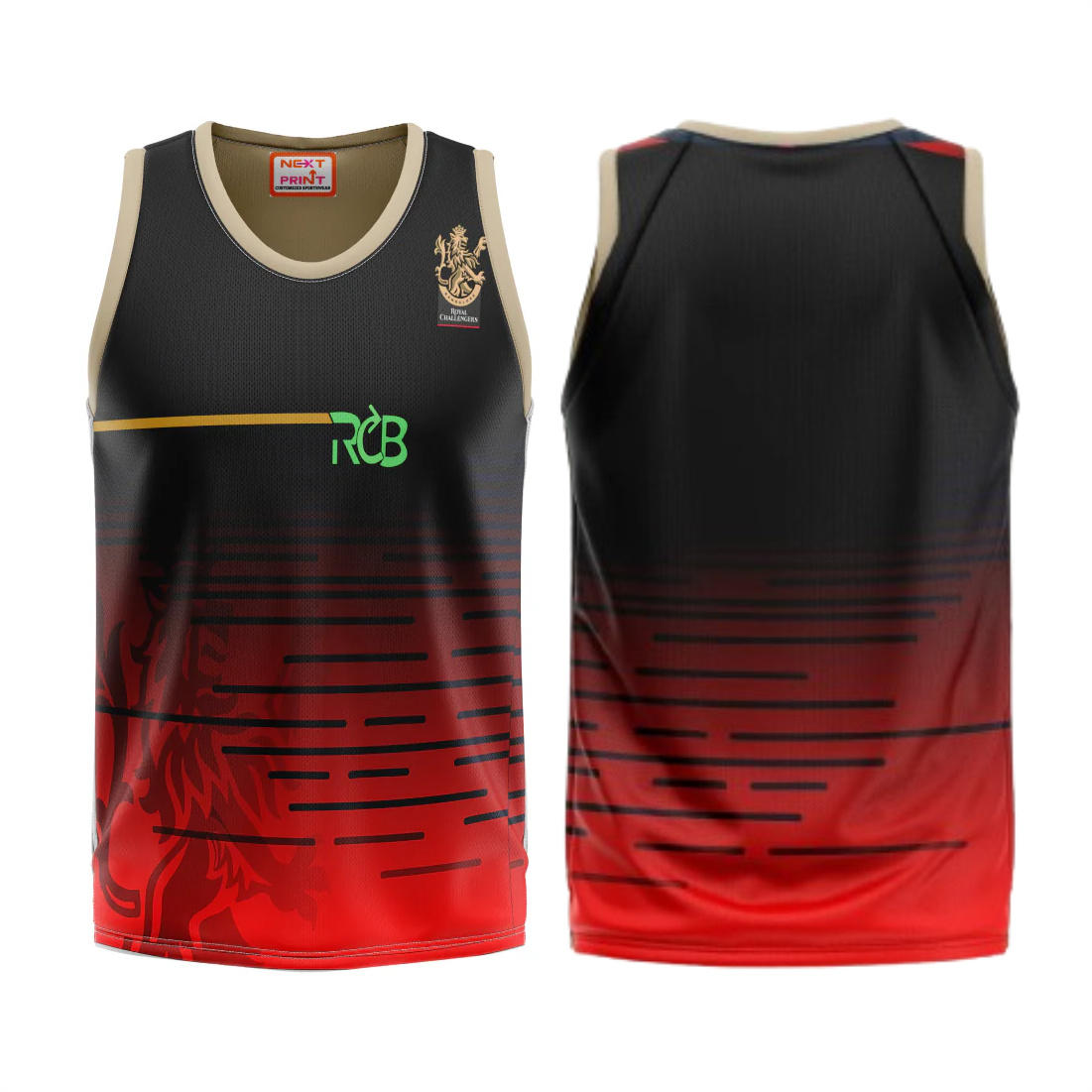 Royal Challengers Bangalore sleeveless cricket jersey black red design
