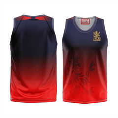 RCB IPL 2026 sleeveless custom cricket jersey front view by NextPrint