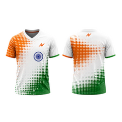 Saffron White Green Tricolour Unity Sports Jersey side angle view