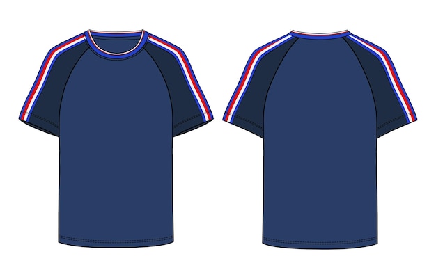 Next Print Short sleeve t shirt vector illustration blue color template front and back