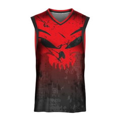 Next Print Red Black Skull Basketball Jersey – Custom Sleeveless Sports Uniform | NextPrint India