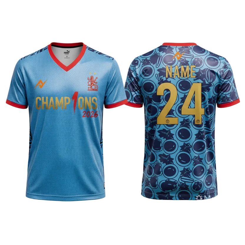 Sky blue champions edition sports jersey back view