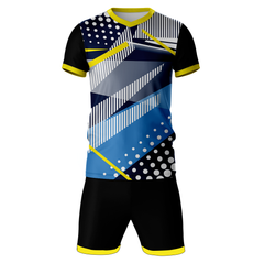 Sky blue geo fusion sports jersey set for men front view