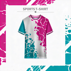Sky blue pink grey vibrant sports t-shirt front view premium dry fit athletic jersey