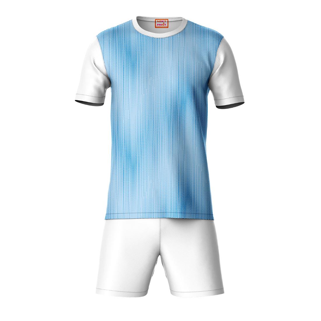 Sky blue sports t-shirt with white shorts coord set front view for men