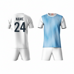 Sky blue athletic coord set back side with white shorts