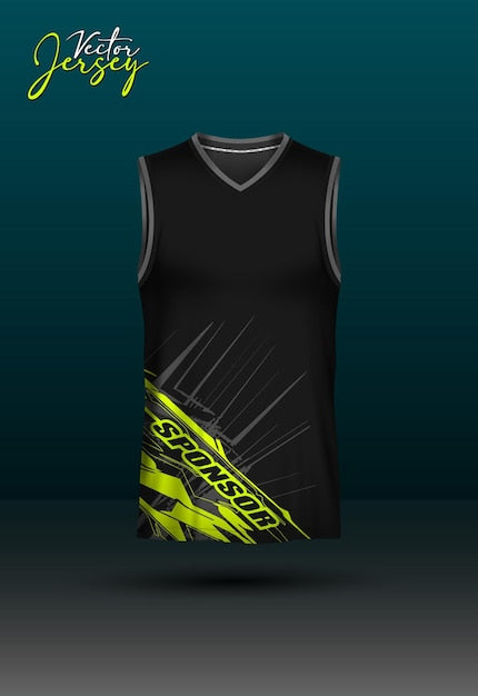 Sleeveless Sports Jersey with Abstract Neon Graphic