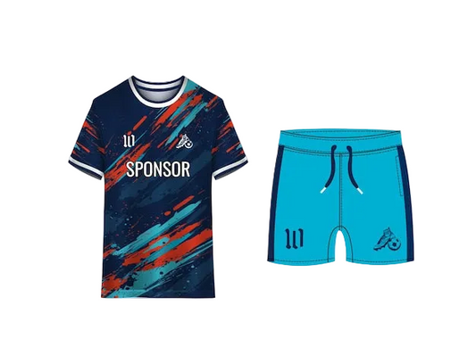 NextPrint Navy Blue Soccer Jersey Kit – Dynamic Brush Stroke Design with Custom Player Name & Number