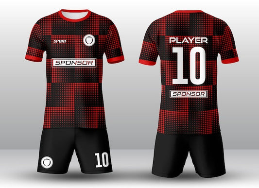 NextPrint Red & Black Pixel Geometric Football Jersey – Custom Name & Number