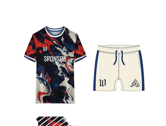 NextPrint Custom Red Navy Marble Football Jersey Set – Personalized Name & Number Print