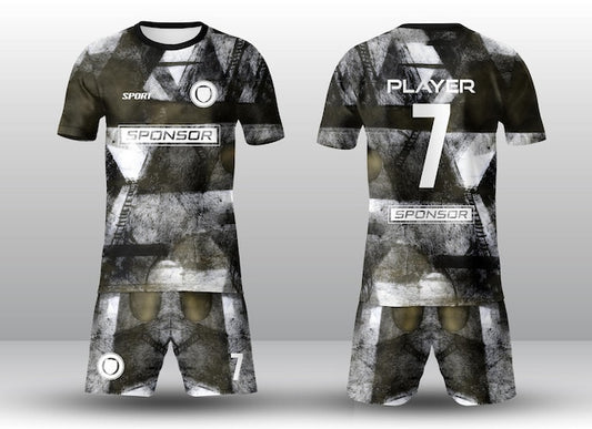 NextPrint Custom Black & Grey Abstract Football Jersey Set – Personalized Name & Number Print
