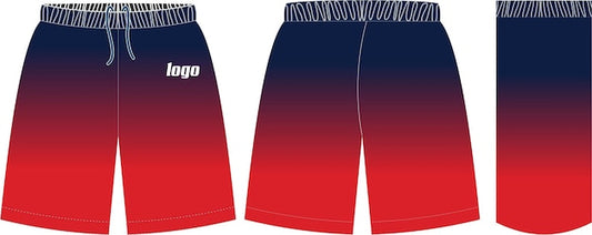NextPrint Custom Gradient Sports Shorts Navy Blue Red – Personalized Name & Number Team Shorts