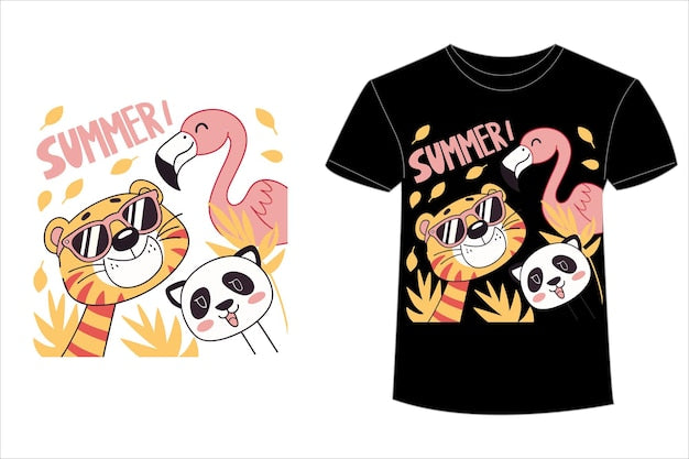 Next Print Summer Animals T-Shirt Design
