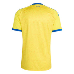 Yellow blue football jersey back side with custom player number