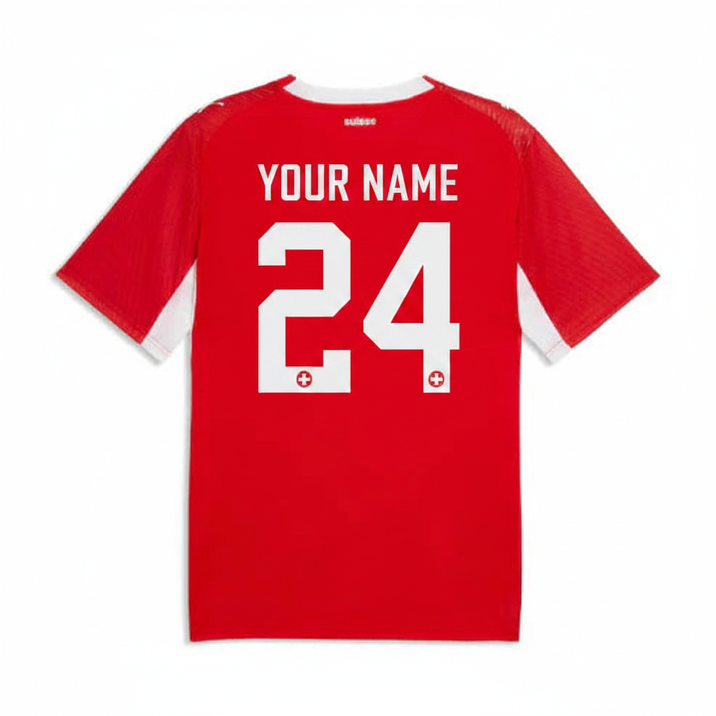 Custom Switzerland style football jersey with personalized name and number