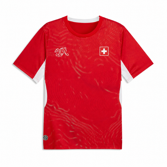 Switzerland inspired red football fan jersey front view